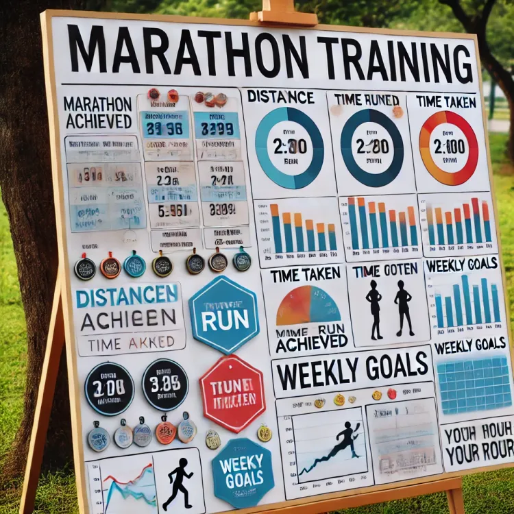 DALL·E A board with someone's marathon training progress. Gen AI struggling with images with text.