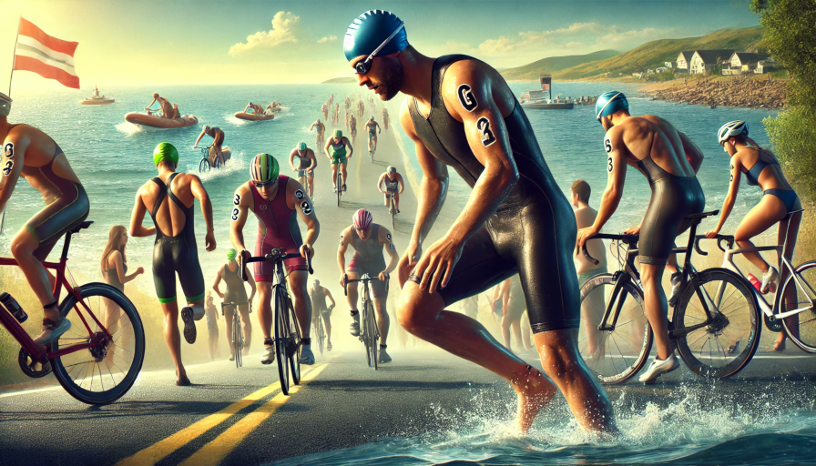 DALL·E an AI take on a realistic triathlon race scene